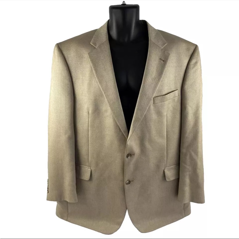 Mens Jos. A. Bank Silk Camel Hair Tan Blazer Sport Coat Jacket Sz‎ 46L Tan